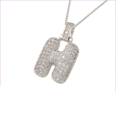 Pave Bubble Halskjede med Initial | 18k Gull