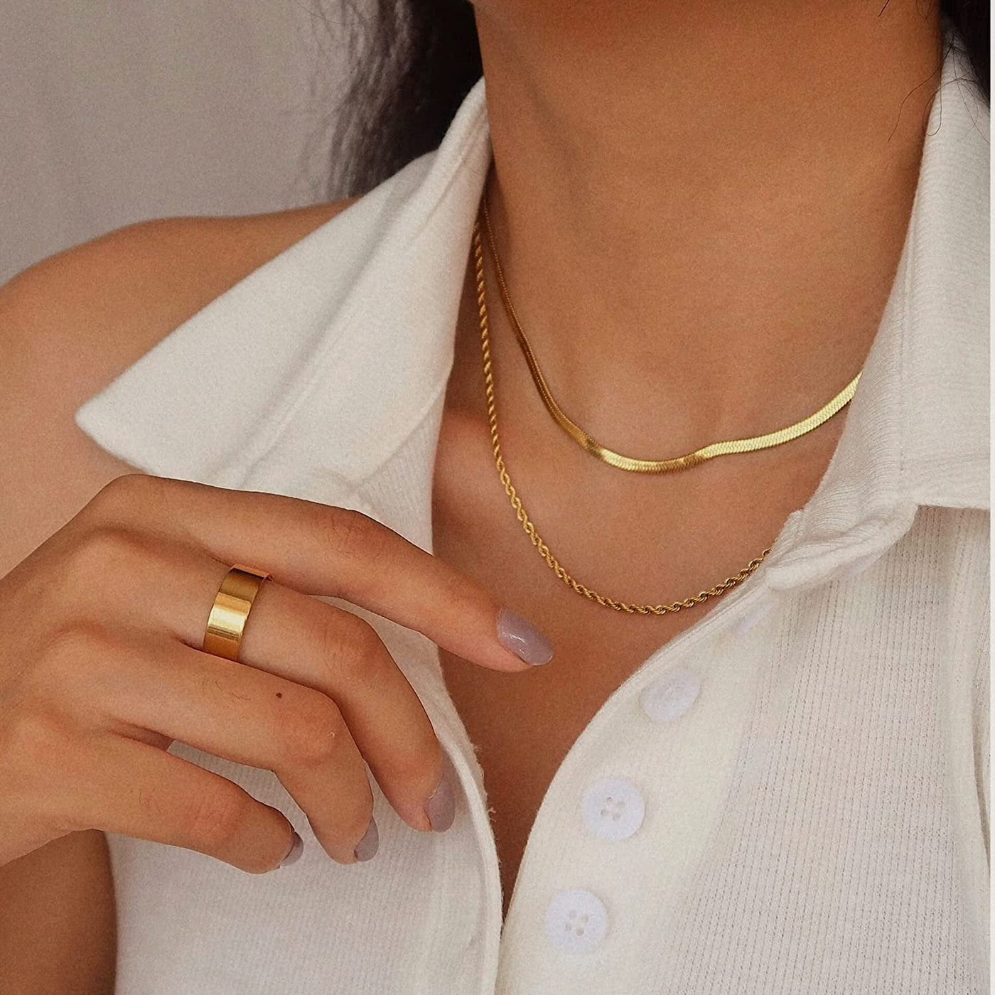 Hailey Lagdelt Halskjede | 18k Gull