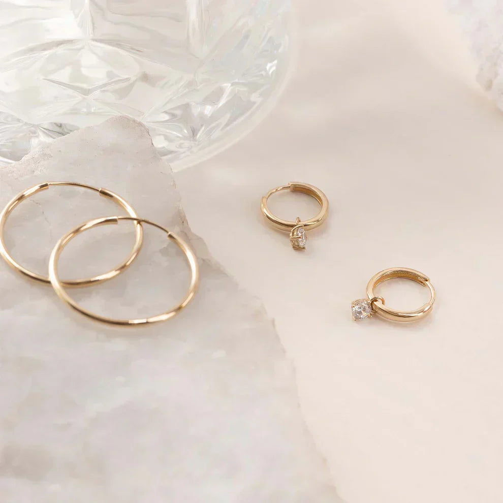 Månestråle Stein Hoop Øreringer | Gull 14k
