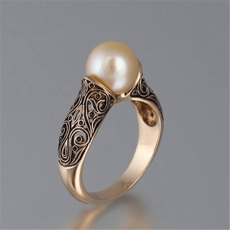 Vintage gullring med perle
