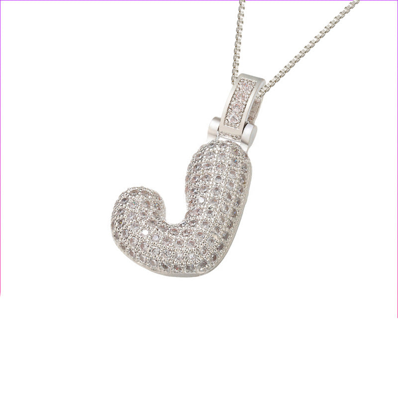 Pave Bubble Halskjede med Initial | 18k Gull