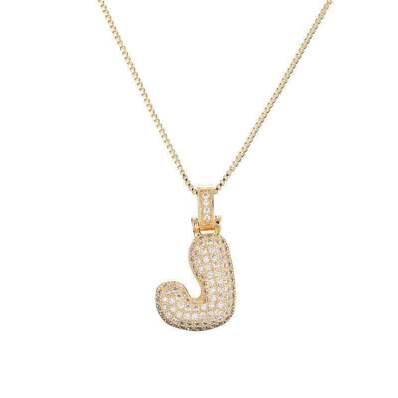Pave Bubble Halskjede med Initial | 18k Gull