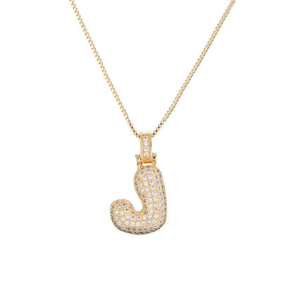 Pave Bubble Halskjede med Initial | 18k Gull