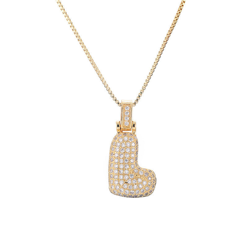 Pave Bubble Halskjede med Initial | 18k Gull