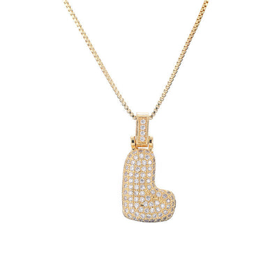 Pave Bubble Halskjede med Initial | 18k Gull