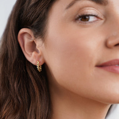 Luna Elegante Snoede Øreringer | 14k Gull