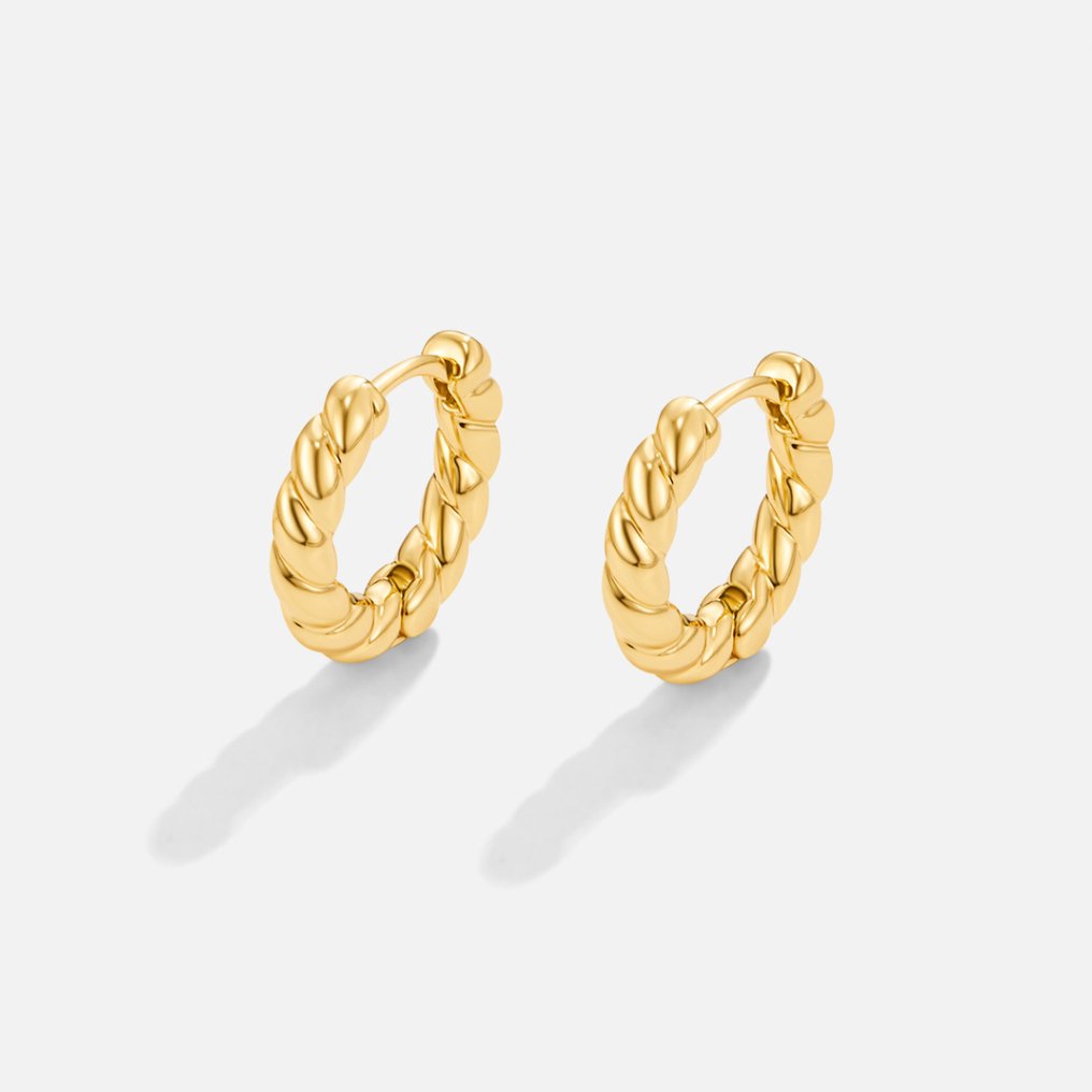 Luna Elegante Snoede Øreringer | 14k Gull