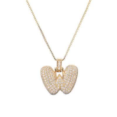 Pave Bubble Halskjede med Initial | 18k Gull
