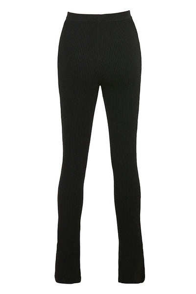 Ribbestrikket cardigan med leggings