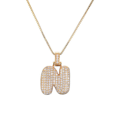 Pave Bubble Halskjede med Initial | 18k Gull