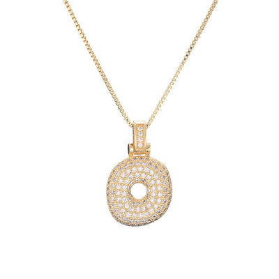 Pave Bubble Halskjede med Initial | 18k Gull