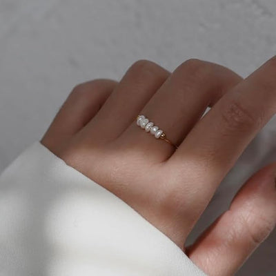 magnolia ring med ferskvannsperler | 18k Gull
