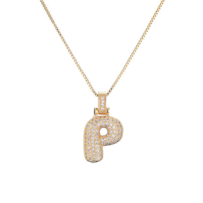 Pave Bubble Halskjede med Initial | 18k Gull