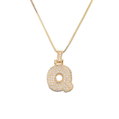 Pave Bubble Halskjede med Initial | 18k Gull