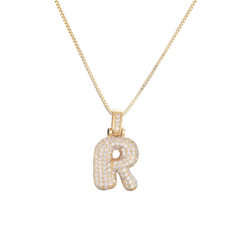 Pave Bubble Halskjede med Initial | 18k Gull
