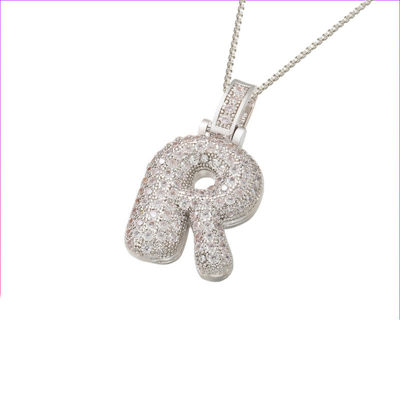 Pave Bubble Halskjede med Initial | 18k Gull