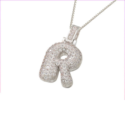 Pave Bubble Halskjede med Initial | 18k Gull