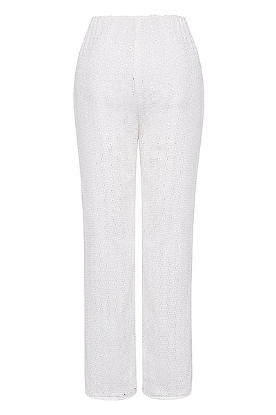 Vit broderie anglais bralette topp med bukser