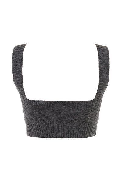 Antracitfarget cardigan i kashmirblanding med belte, bralette og bukser