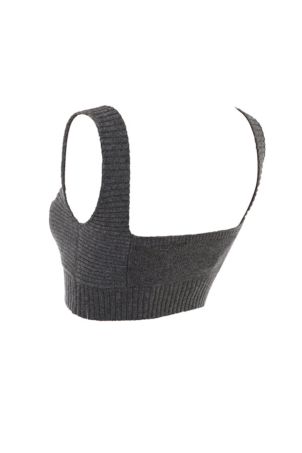 Antracitfarget cardigan i kashmirblanding med belte, bralette og bukser