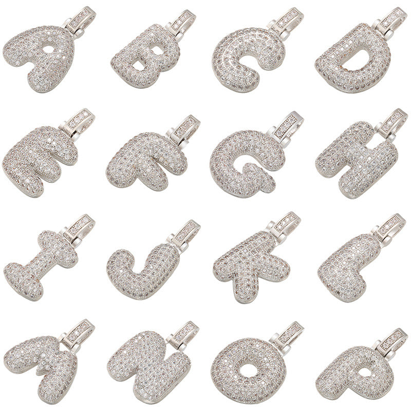Pave Bubble Halskjede med Initial | 18k Gull