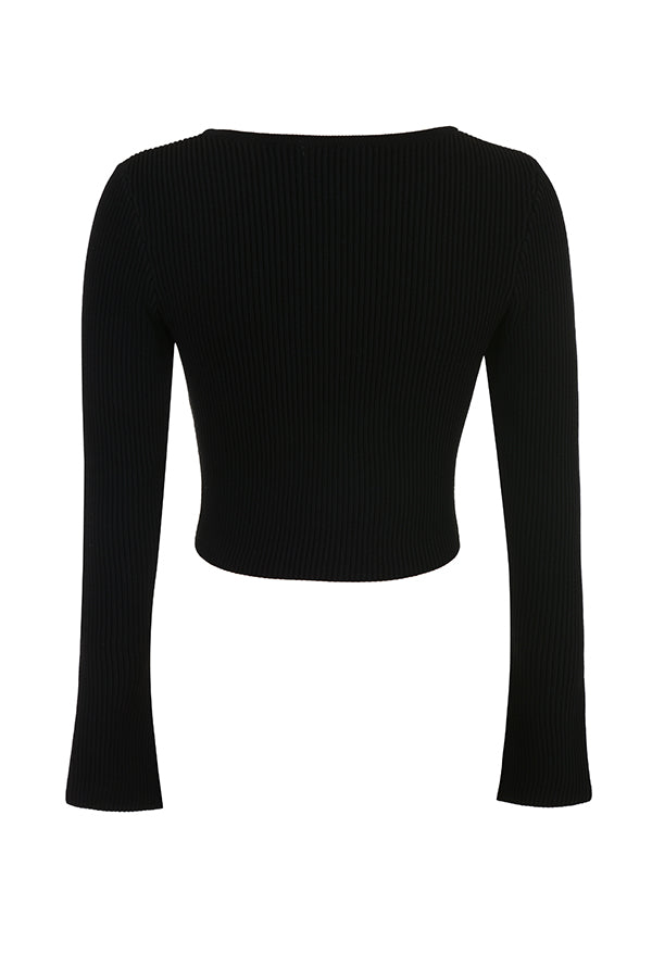 Ribbestrikket cardigan med leggings
