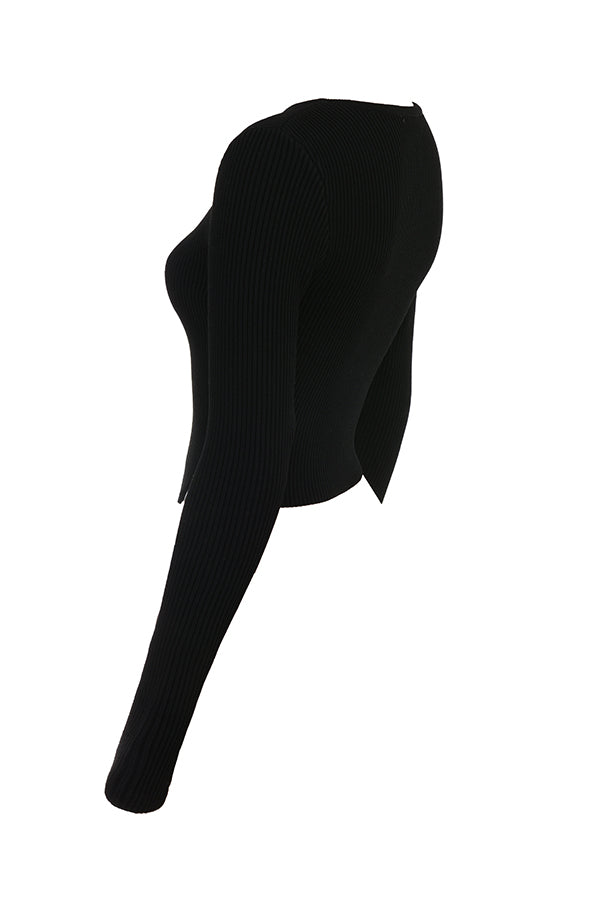 Ribbestrikket cardigan med leggings