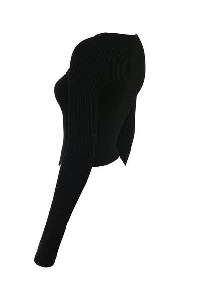 Ribbestrikket cardigan med leggings