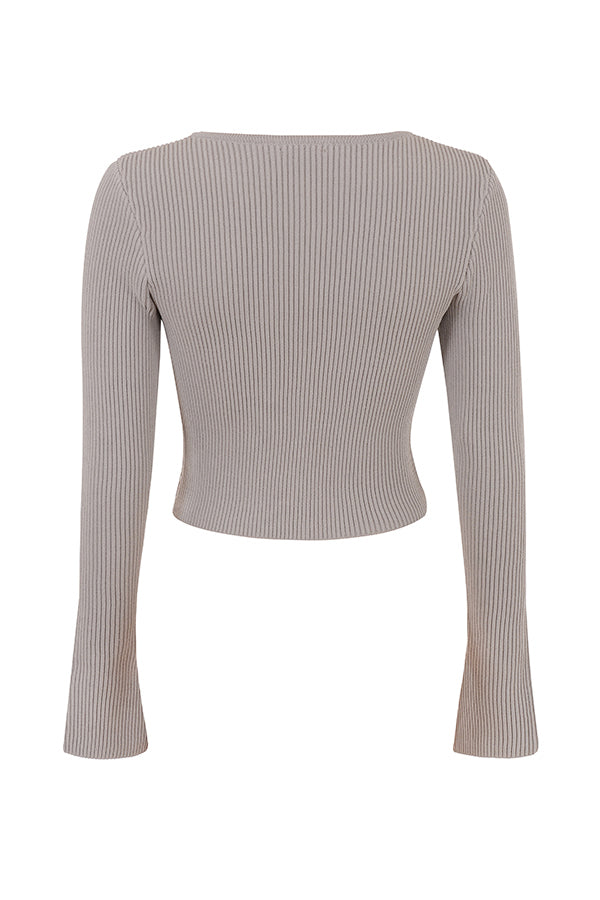 Ribbestrikket cardigan med leggings