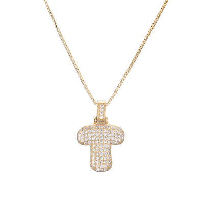 Pave Bubble Halskjede med Initial | 18k Gull