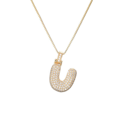 Pave Bubble Halskjede med Initial | 18k Gull