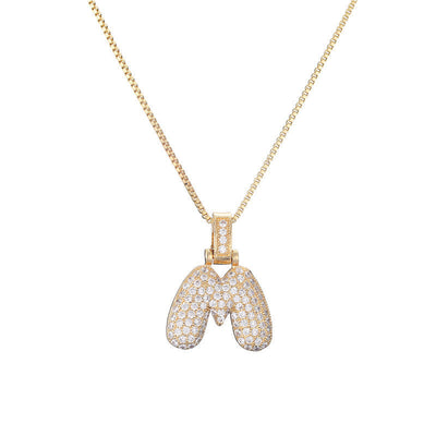 Pave Bubble Halskjede med Initial | 18k Gull