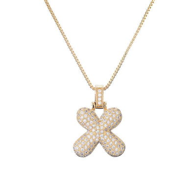 Pave Bubble Halskjede med Initial | 18k Gull