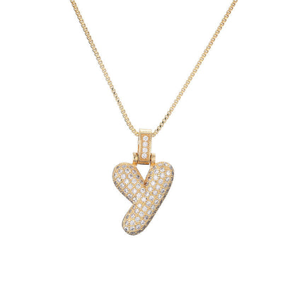 Pave Bubble Halskjede med Initial | 18k Gull