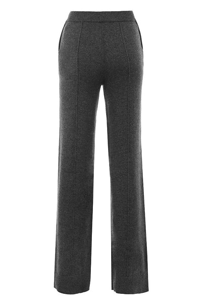 Antracitfarget cardigan i kashmirblanding med belte, bralette og bukser
