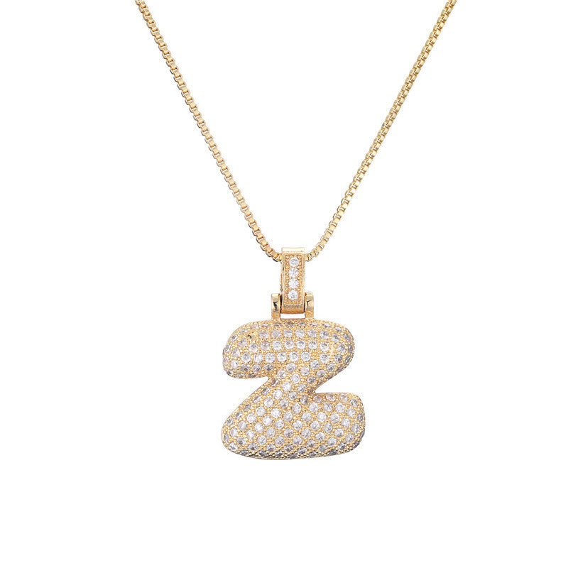 Pave Bubble Halskjede med Initial | 18k Gull